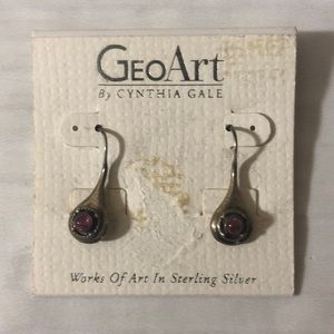 GeoArt Sterling Silver Teardrop Earrings - Pink
